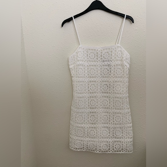 Robe Crochet ZARA Beige/blanc - Taille S/M, Longueur Cheville, Occasion Très Bon état